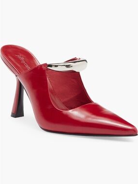 NWT Jeffrey Campbell Mindful Pointed Toe Pump Mule Red Heel